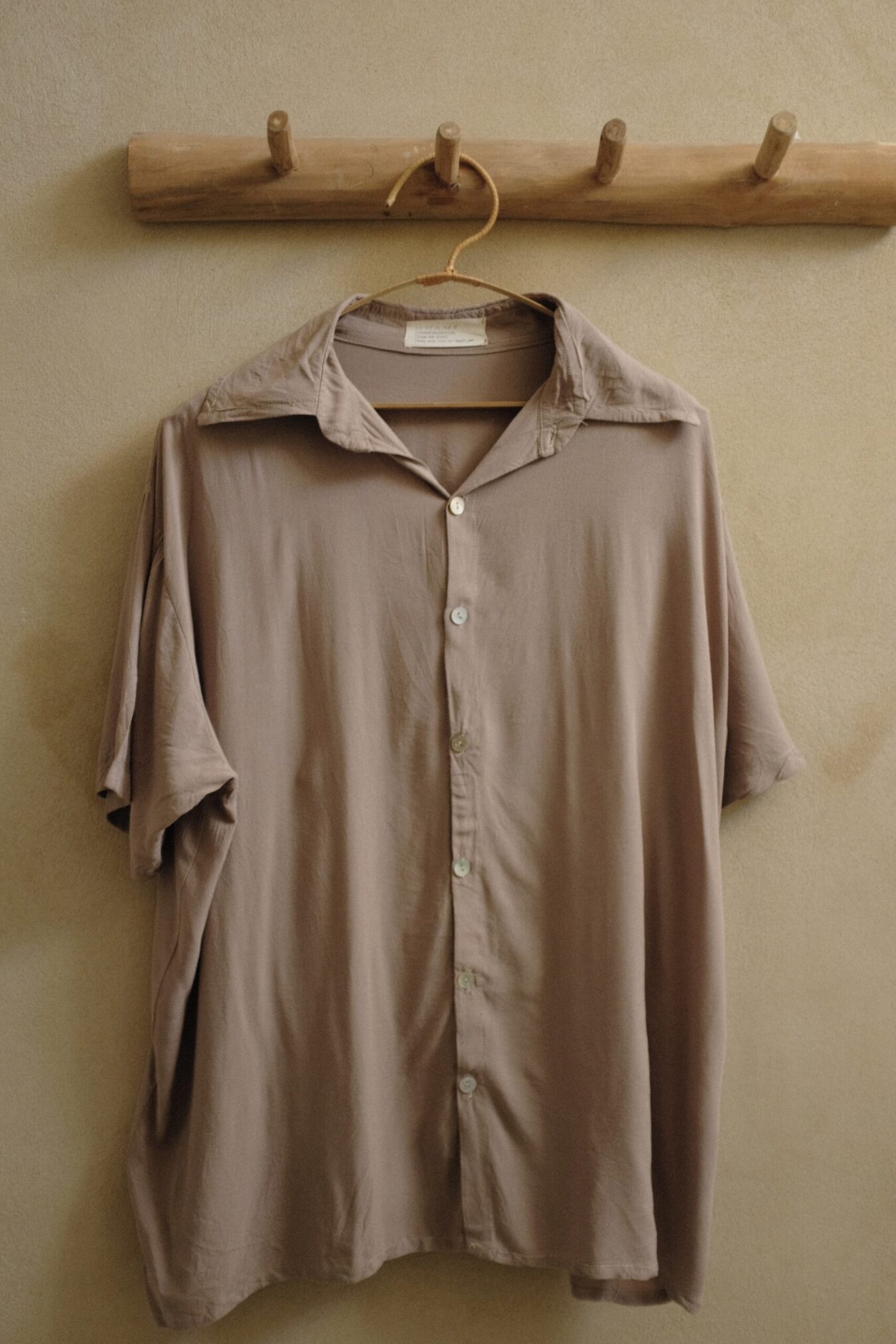 Unisex Buttoned Tee In Sand - Image 2