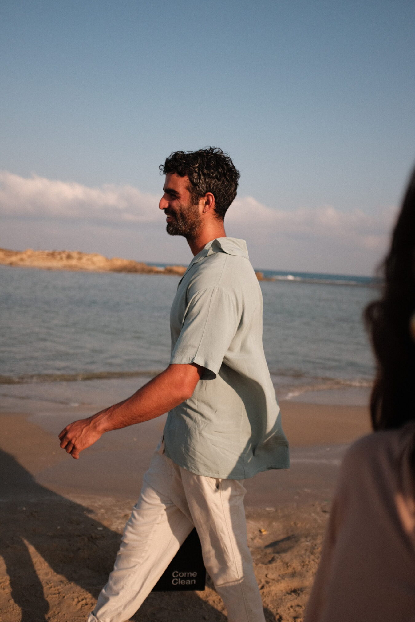 Unisex Buttoned Tee In Ocean - Image 3