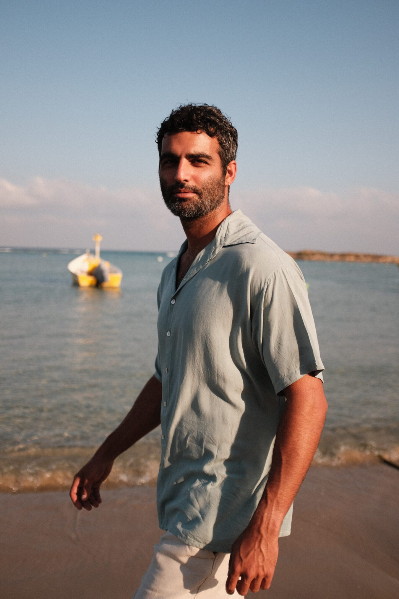 Unisex Buttoned Tee In Ocean