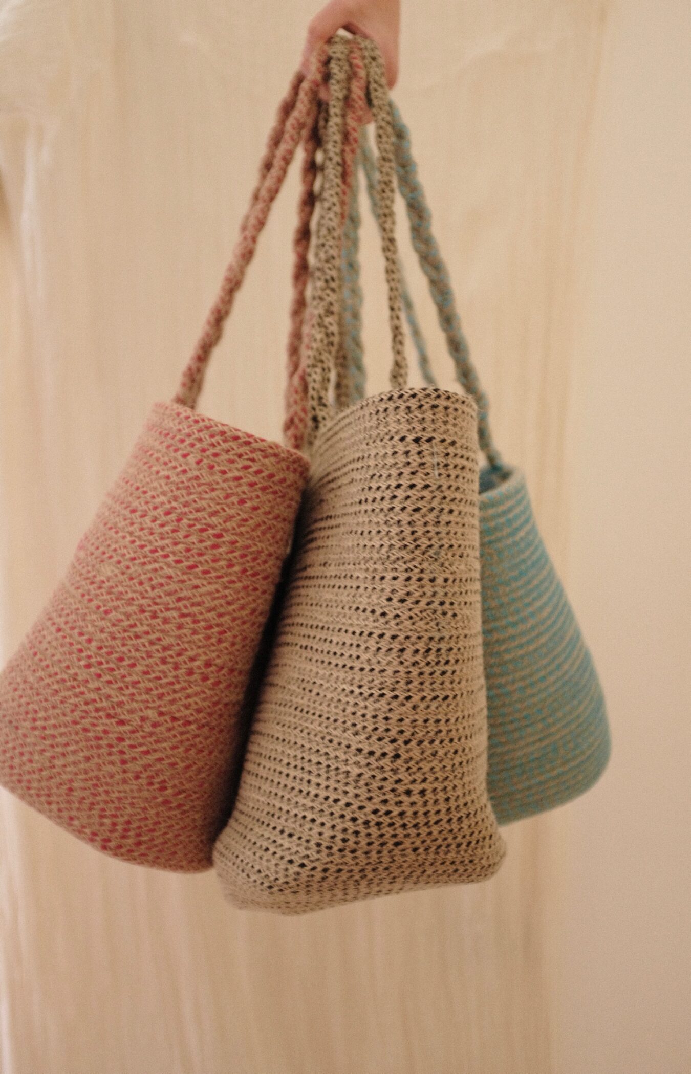 Woven Basket Bag In Red - Image 4