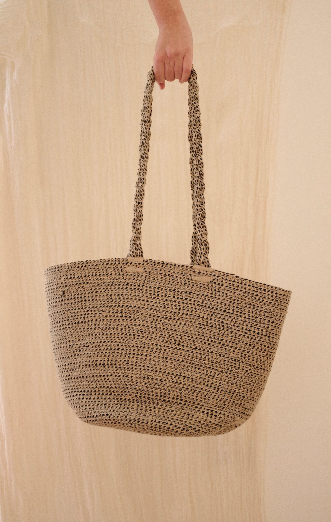Woven Basket Bag In Black - Image 3