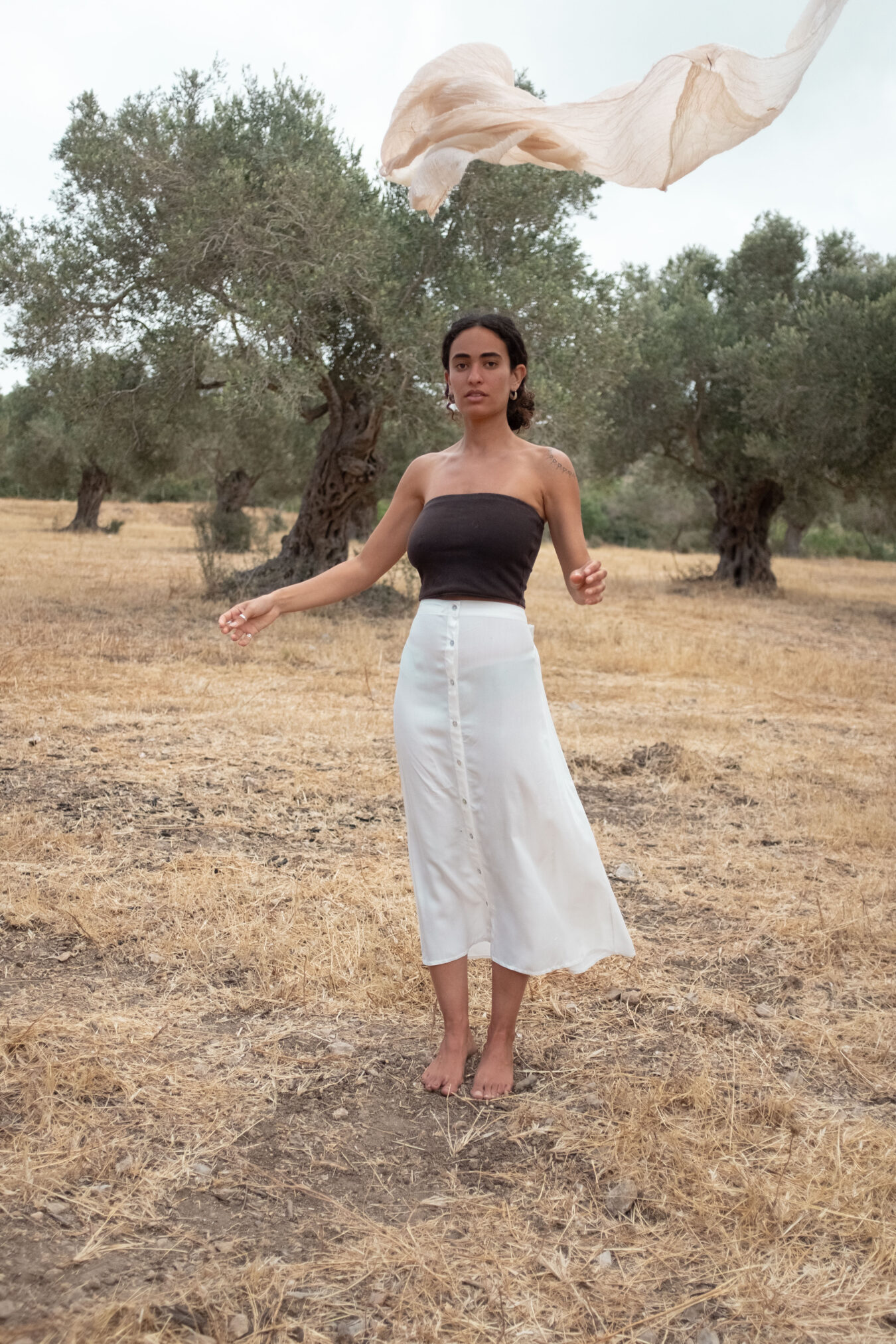 Buttoned Skirt In White