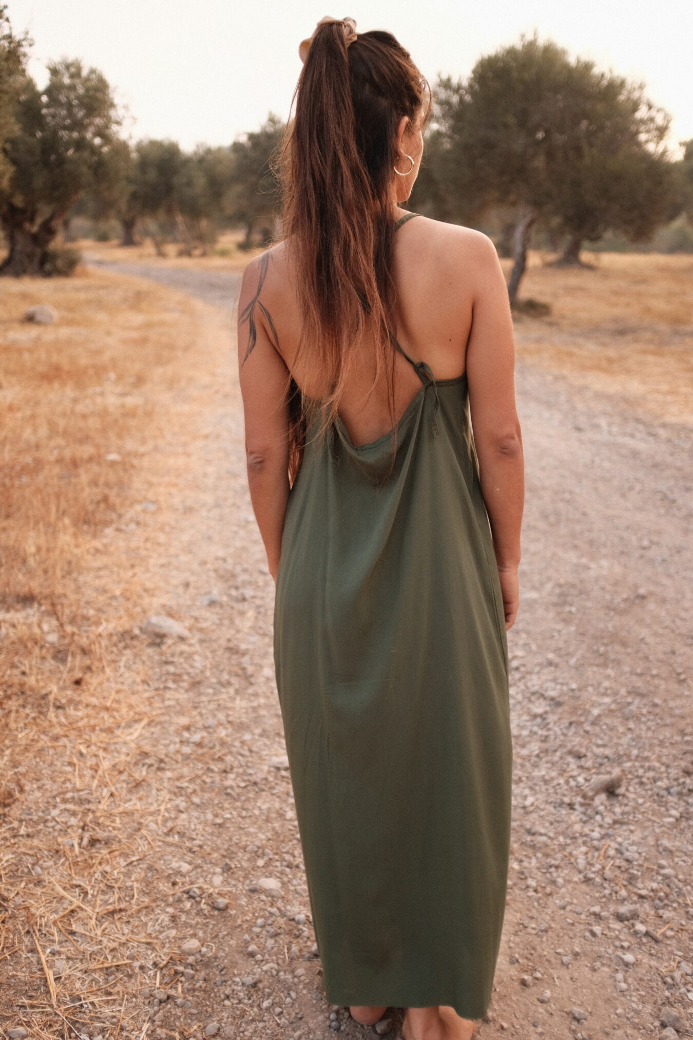 Crossback Dress In Olive - Image 3