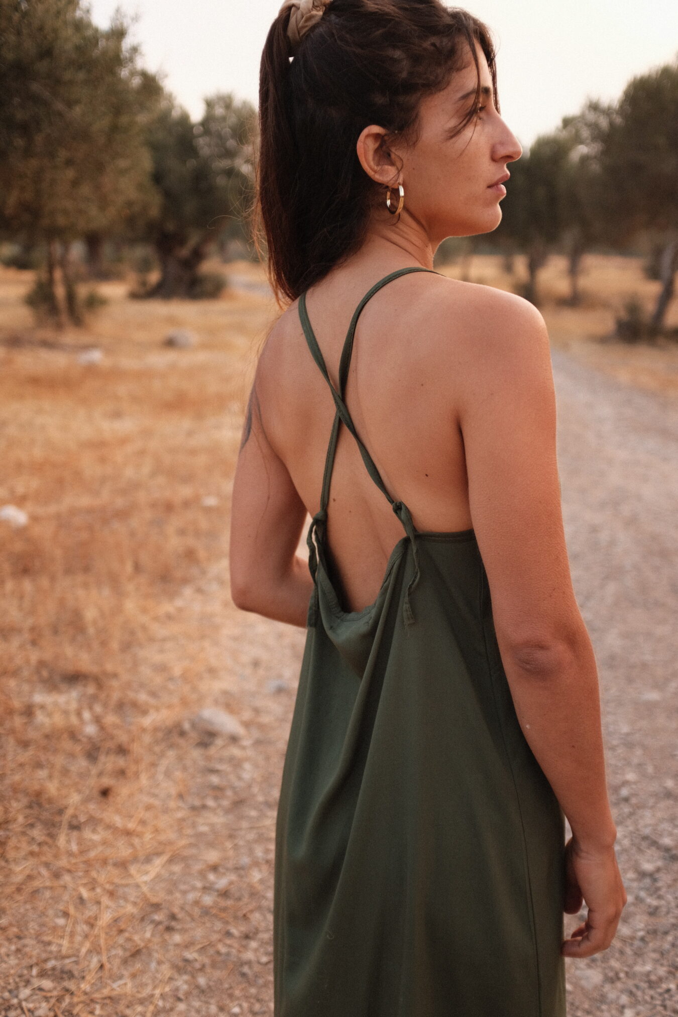 Crossback Dress In Olive - Image 2