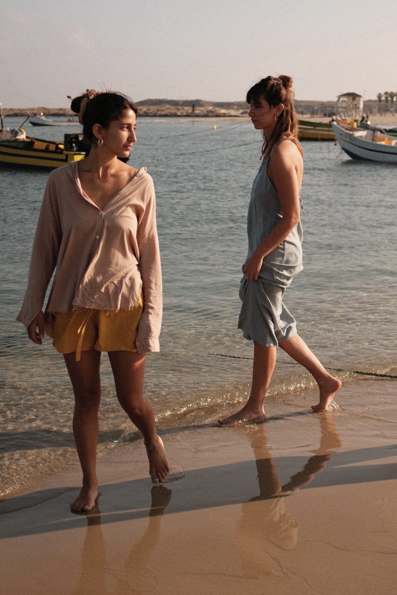 Cropped Buttoned Shirt In Sand