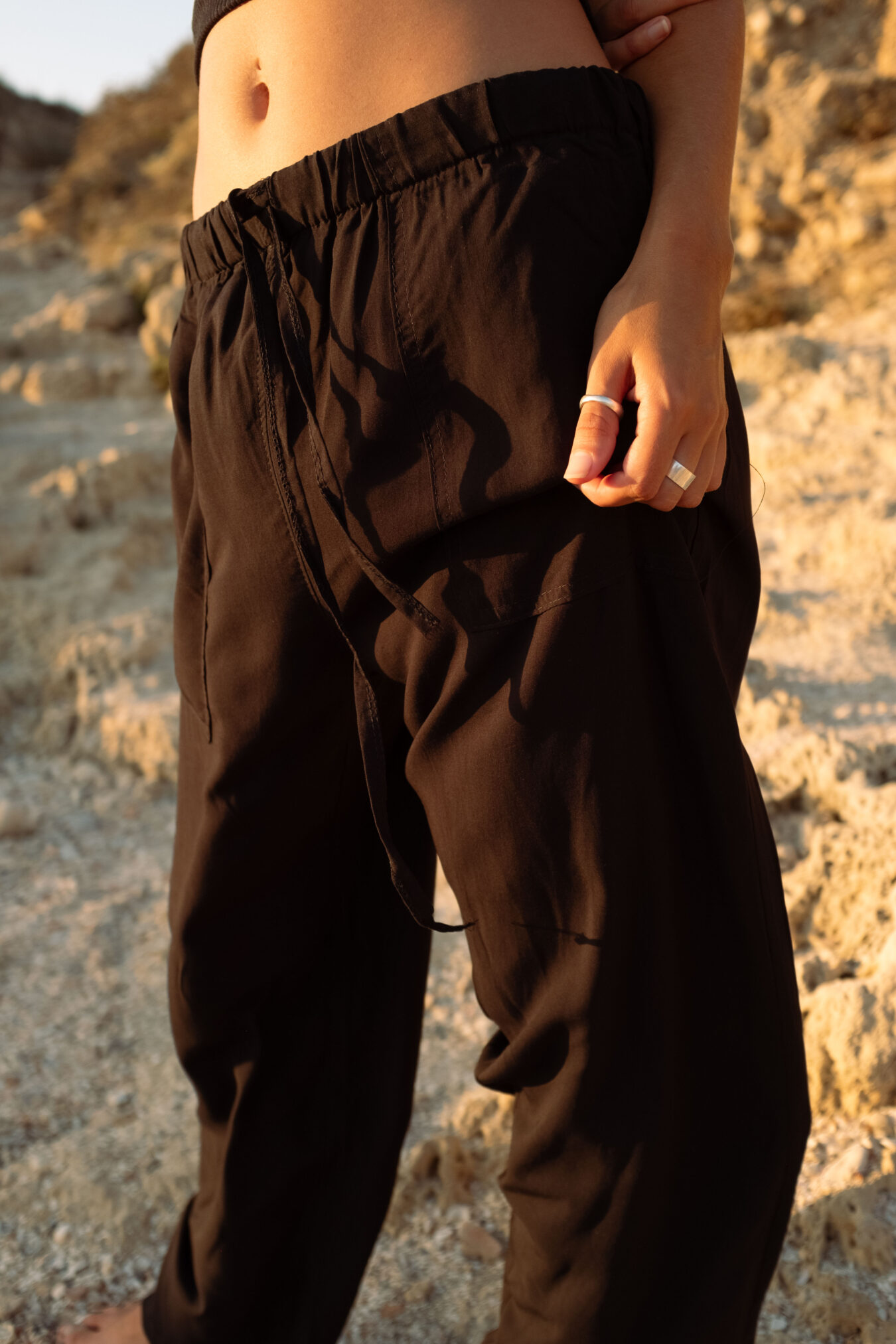 Unisex Fisherman's Pants In Black - Image 2