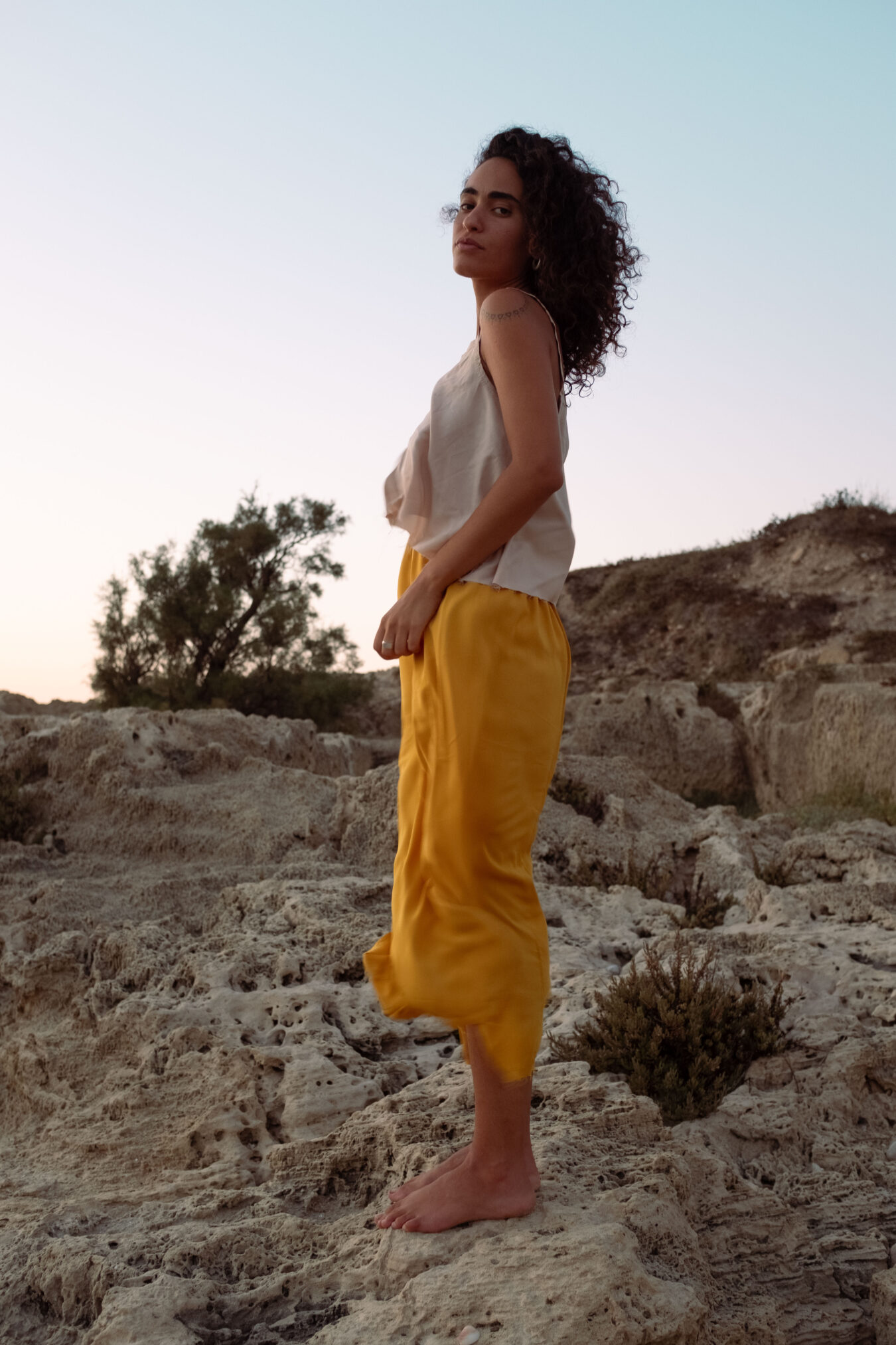 Cropped skirt In Mustard