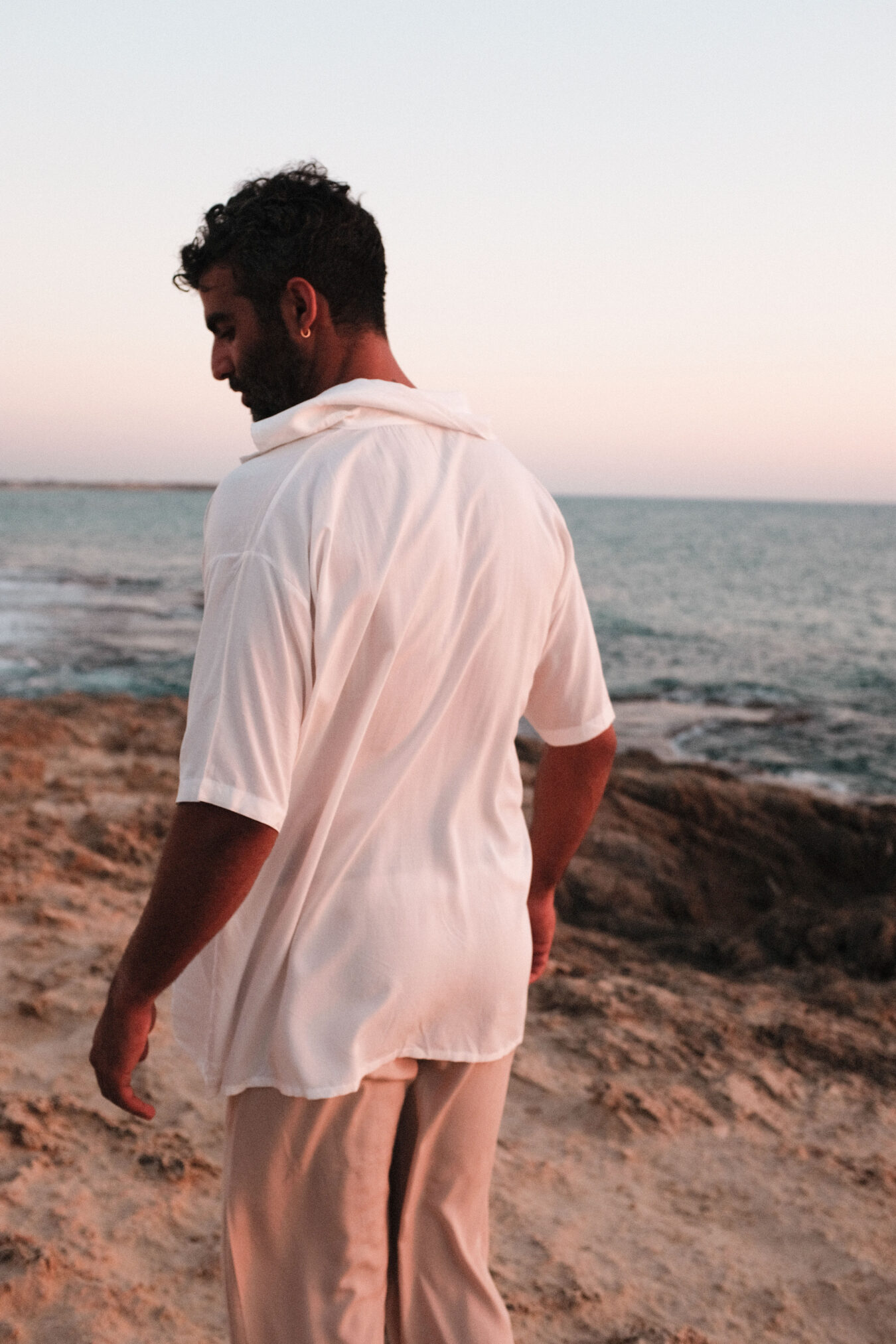 Unisex Buttoned Tee In White