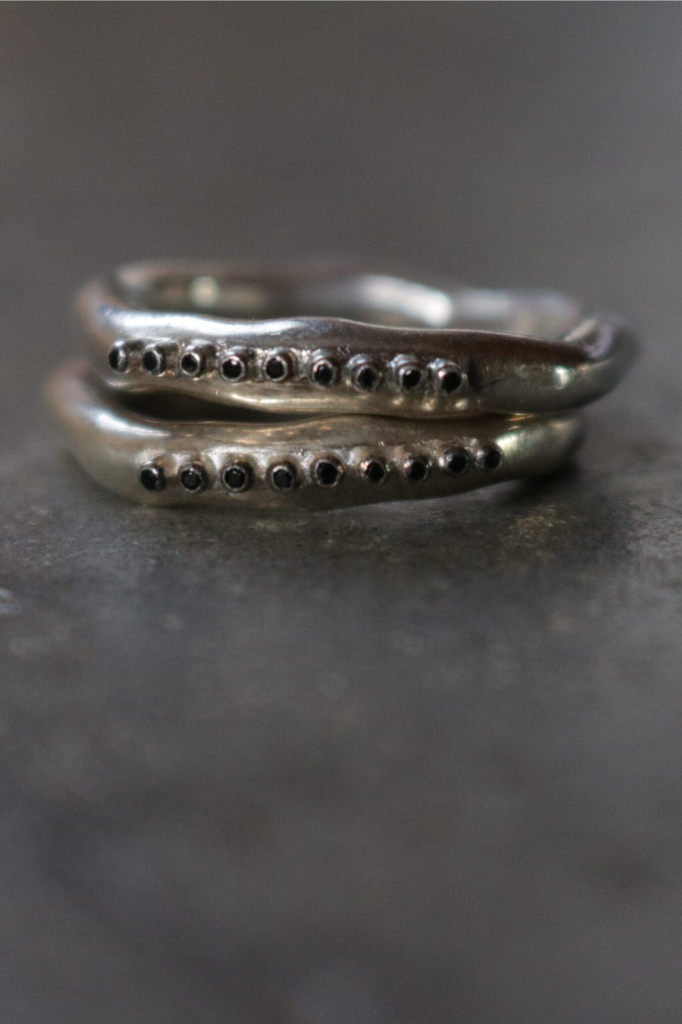 Silver diamond raw ring