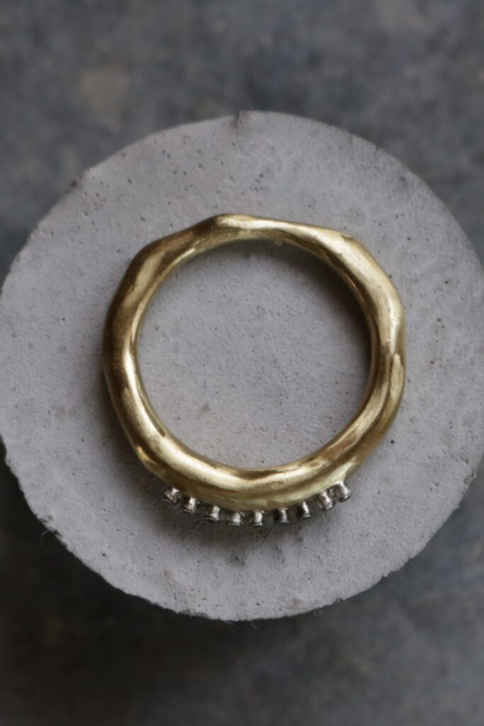 Copper diamond raw ring