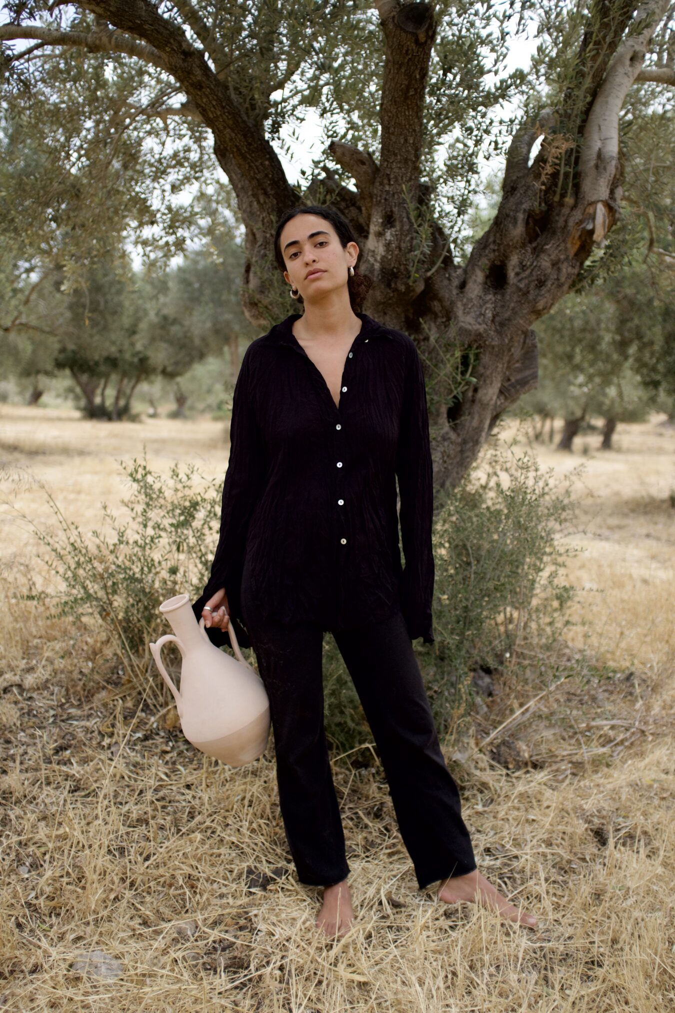Cropped Buttoned Shirt In Black