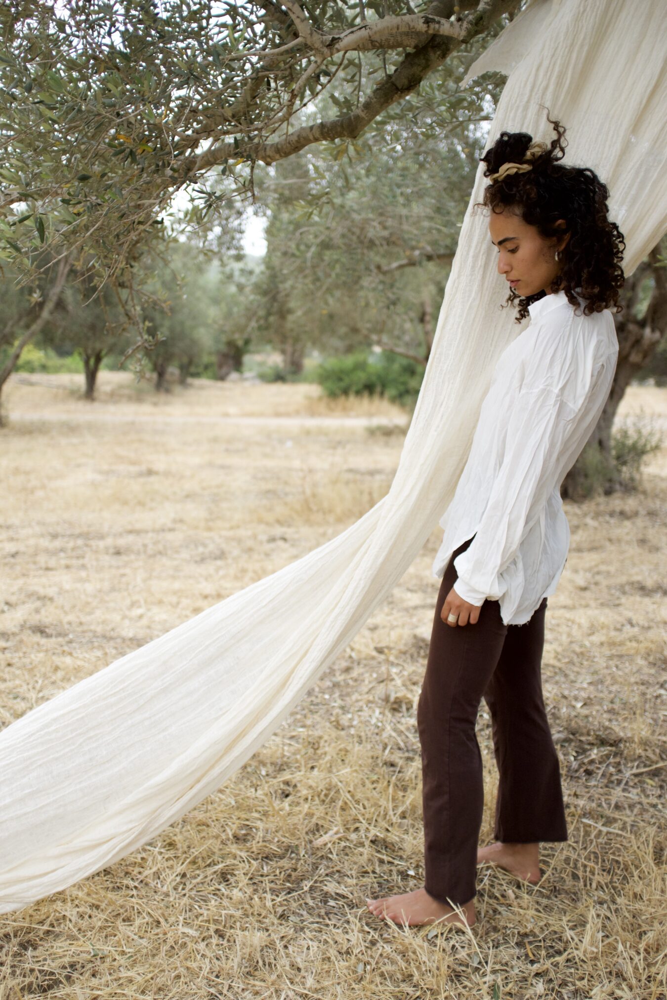 Cropped Buttoned Shirt In White
