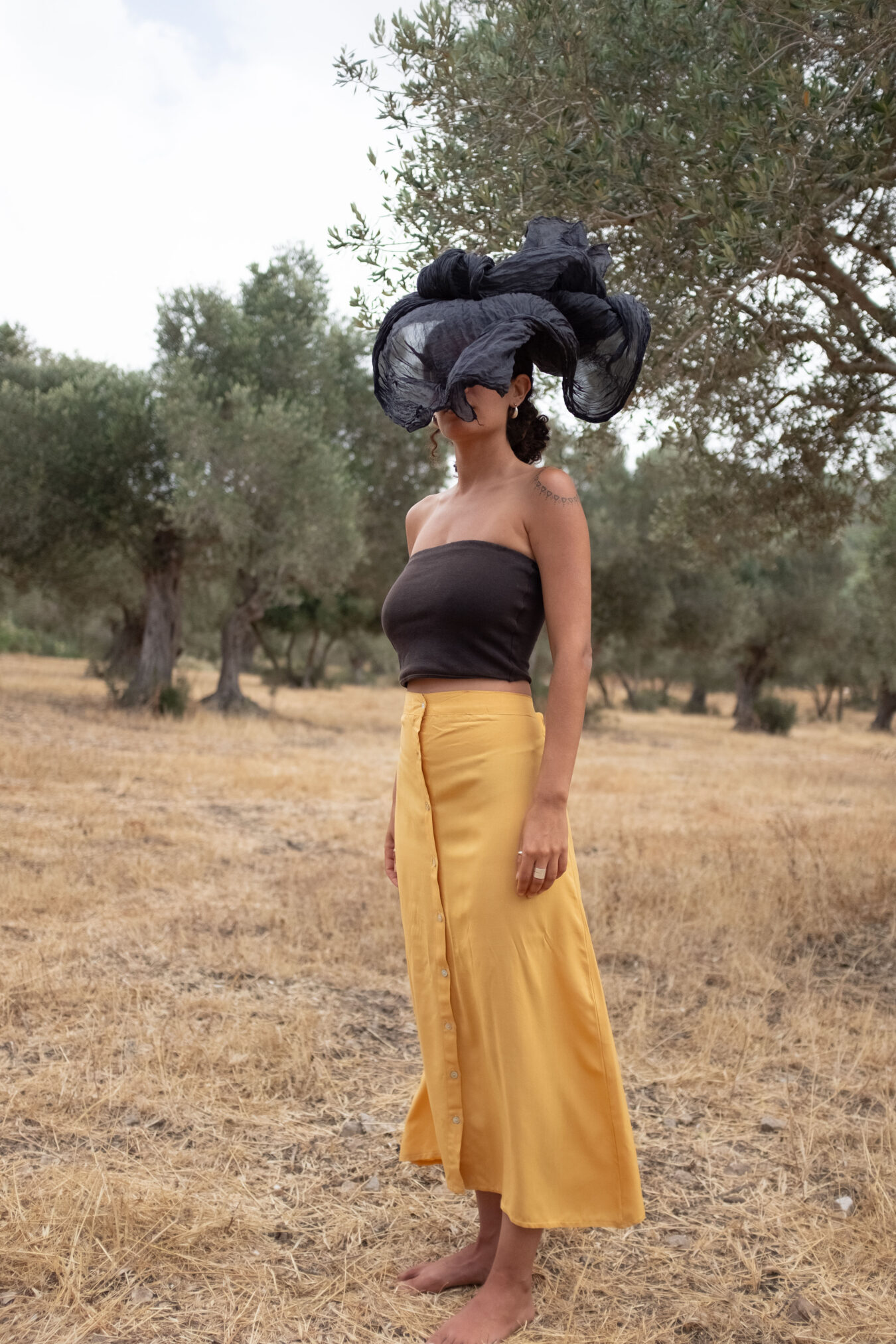 Buttoned Skirt In Mustard - Image 2