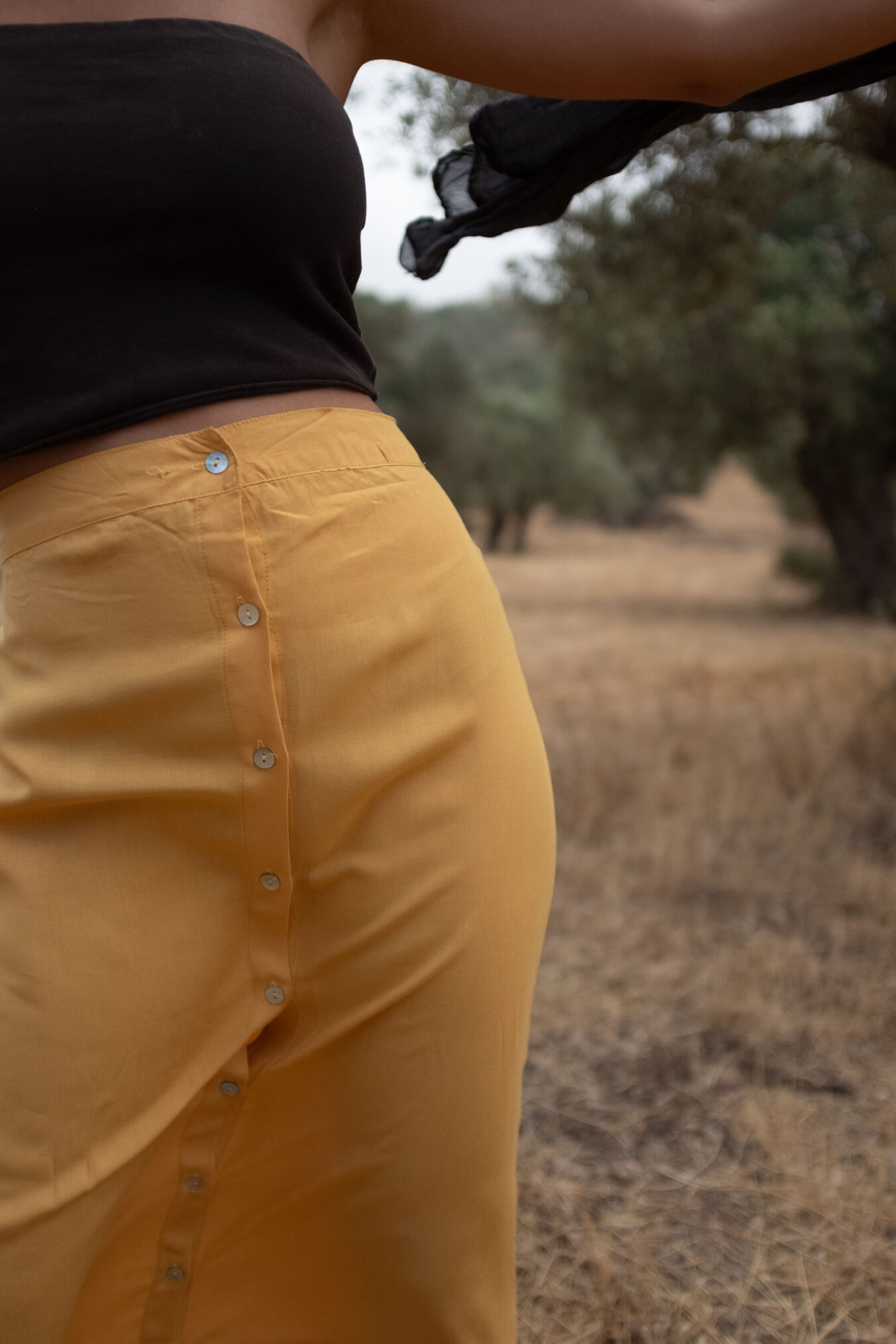 Buttoned Skirt In Mustard - Image 3